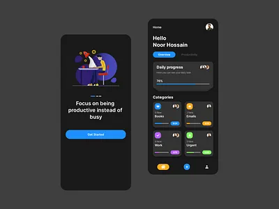 Daily Productivity App android android app aplication app app design design ios iphone mobile mobile app mobile app design product design ui uiux user interface ux