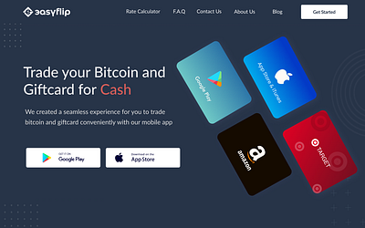 Easyflip Landing page bitcoin crytocurrency design finance fintech pandemic ui web website