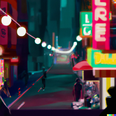 illustration of a Modern Cityscape cityscape cyberpunk design graphic design graphics illustration modern neon street street life