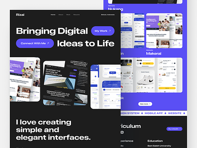 Rizal - Portfolio Website clean creative creative agency cv dark desktop home page landing page minimal personal personal website portfolio portfolio website resume ui ui designer ux web web design website design