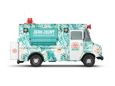 Jerk Joint - Caribbean Kitchen badge branding caribbean identity logo palm tree restaurant