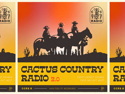 Cactus Country Radio 2.0 album art cactus country cosmic cosmic desertwave cowboy desert desertwave gradient horse music playlist radio sunset western