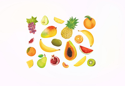 fruits illustration banana design fruits graphic design illustration mango organic pineapple vector