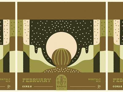 Monthly Mix: February album art barrel cactus color theory cosmic desertwave desert illustration landscape monthly mix music night playlist cover southwest western