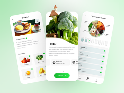 Mobile app meal planning ai app bright colors calorie color design dribbble fitness green health illustration meal meal planning mobile mobile app recipes track ui ux