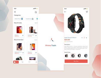 Prime Tech mobile App UI dashboard design illustration landing page logo ui uiux ux web design