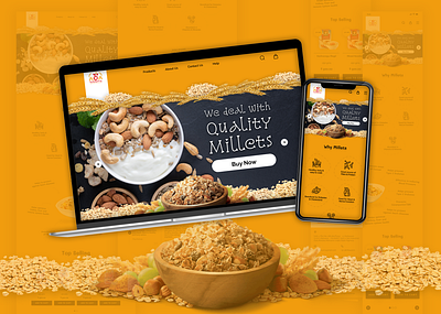 Cereals and Millets | Responsive UI cereals cereals website clean concept design design figma freelance graphic design hire landing page millets mockup modern responsive responsive design responsive ui ui ui design wireframe yellow