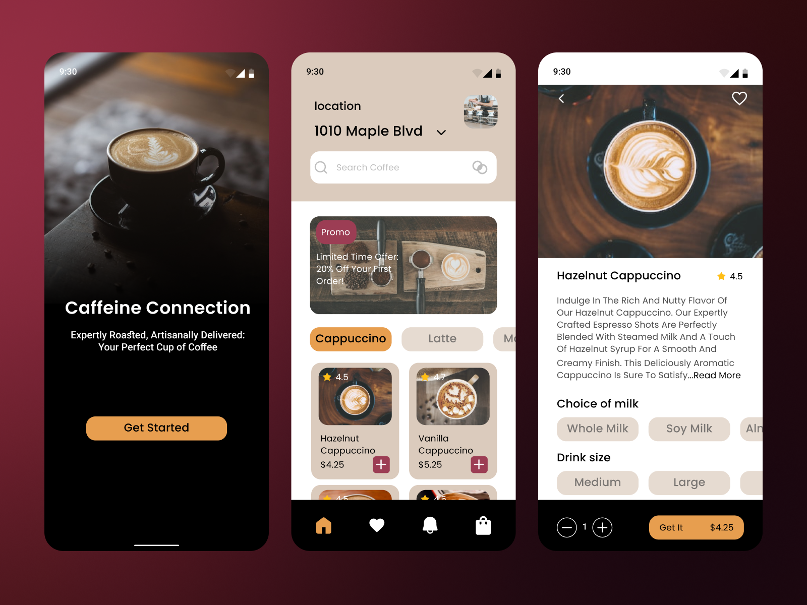 Coffee Shop App UI: Coffeine Connection by UX.Seif on Dribbble