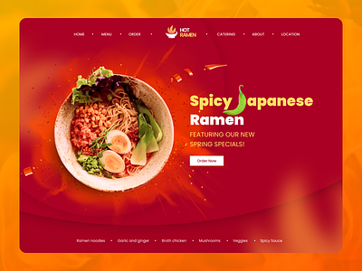 Spicy Ramen Web Design animation chilli ecommerce food food shop japanese ramen online food delivery online food shop ramen red spicy ui user interface design ux website
