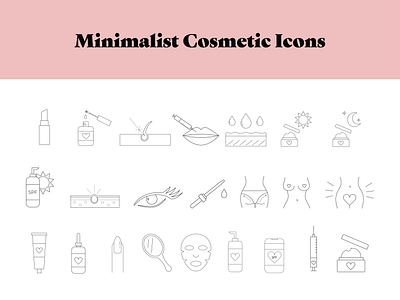 Minimalist Cosmetic Icons (Line Drawings) branding design graphic design icon icon set illustration illustrator logo typography ui ux vector