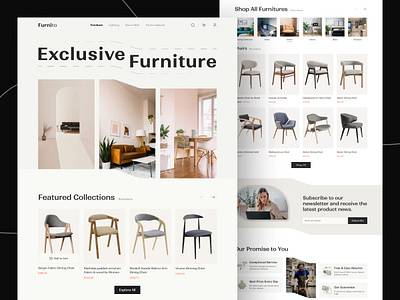 Furniture Website: Landing Page chair ecommerce furniture home minimal sofa templete theme ui ux webdesign website design woodwork