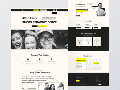 Orthodentist black clinic creative dental dentistry destist doctor health healthcare inspiration landing page oral orange orthodontics tooth trendy ui yellow
