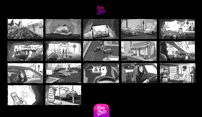 'Drive & Collect Points' Storyboard ad advertising app arab arabian branding cars design drive dubai film freelance game illustration movie saudi sketch storyboard uae