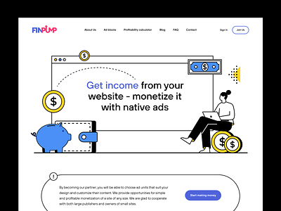 FinPump ads advertising coin finance finpump illustration marketing money profit promotion pump teaser teaser network web design website