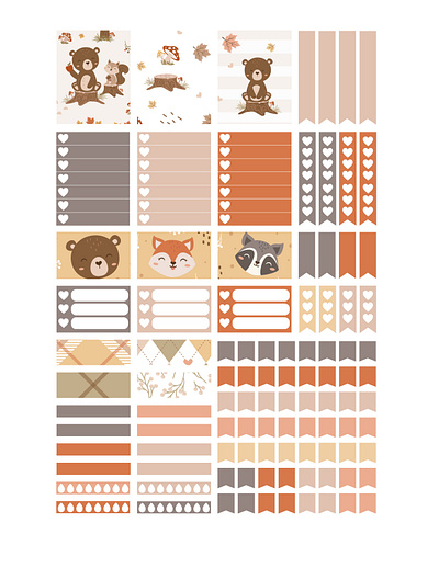 Cute woodland animal monthly sticker kit for Erin condren erin condren planner sticker erin condren sticker kit monthly sticker kit printable sticker bundle