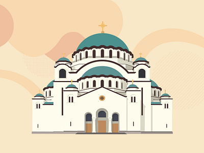 Saint Sava Temple architecture belgrade flat illustration infographic motion graphic pastel saint sava church serbia