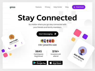 Communication app landing page appideas design development following iosdeveloper mobileapp mvdevelopment new and noteworthy popular raisefunds startup ui uidesign ux uxdesign webappdevelopment