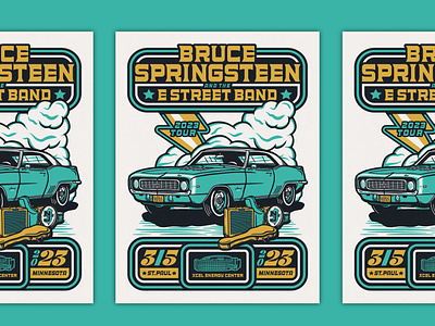 SPRINGSTEEN automobile car classic car concert poster gig poster illustration retro design vintage