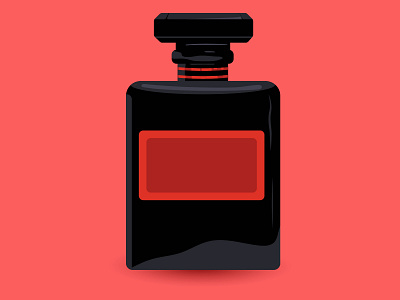 Glass bottle with women's perfume black adobeillustrator beautiful bottle cute design fashion graphic design graphicdesign illustration style vector woman