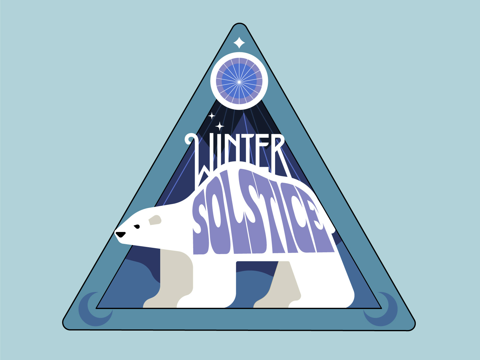Winter Solstice badge bear handlettering illustrated illustration illustrator patch polar bear