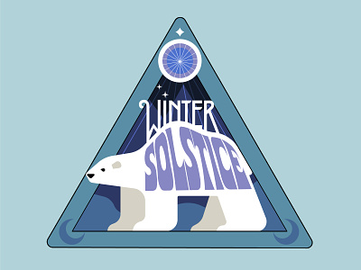 Winter Solstice badge bear handlettering illustrated illustration illustrator patch polar bear