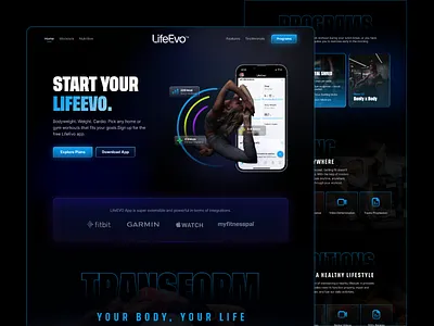 Fitness App Landing Page apple watch design experience design fitness app landing page fitness website garmin lifeevo minimal ui website design