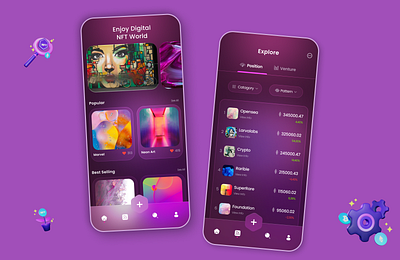 NFT App Design Concept apple art business color dailyuichallenge design digital digital art figma instgram modern nft nft app nft app design pink responsive ui ux uxui visual design