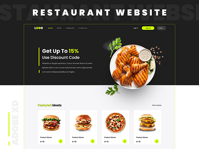 Restaurant Website design flat ui ux website