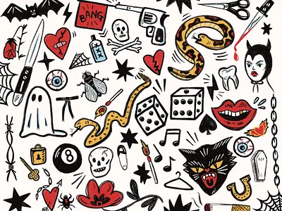 Flash Sheet doodle flash illustration punk sheet tattoo