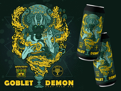 Maskeron Goblet Demon beer beer art beer can beer label craft beer demon devil djinn ghoul goblet illustration label mockup packaging social media t shirt vector waves