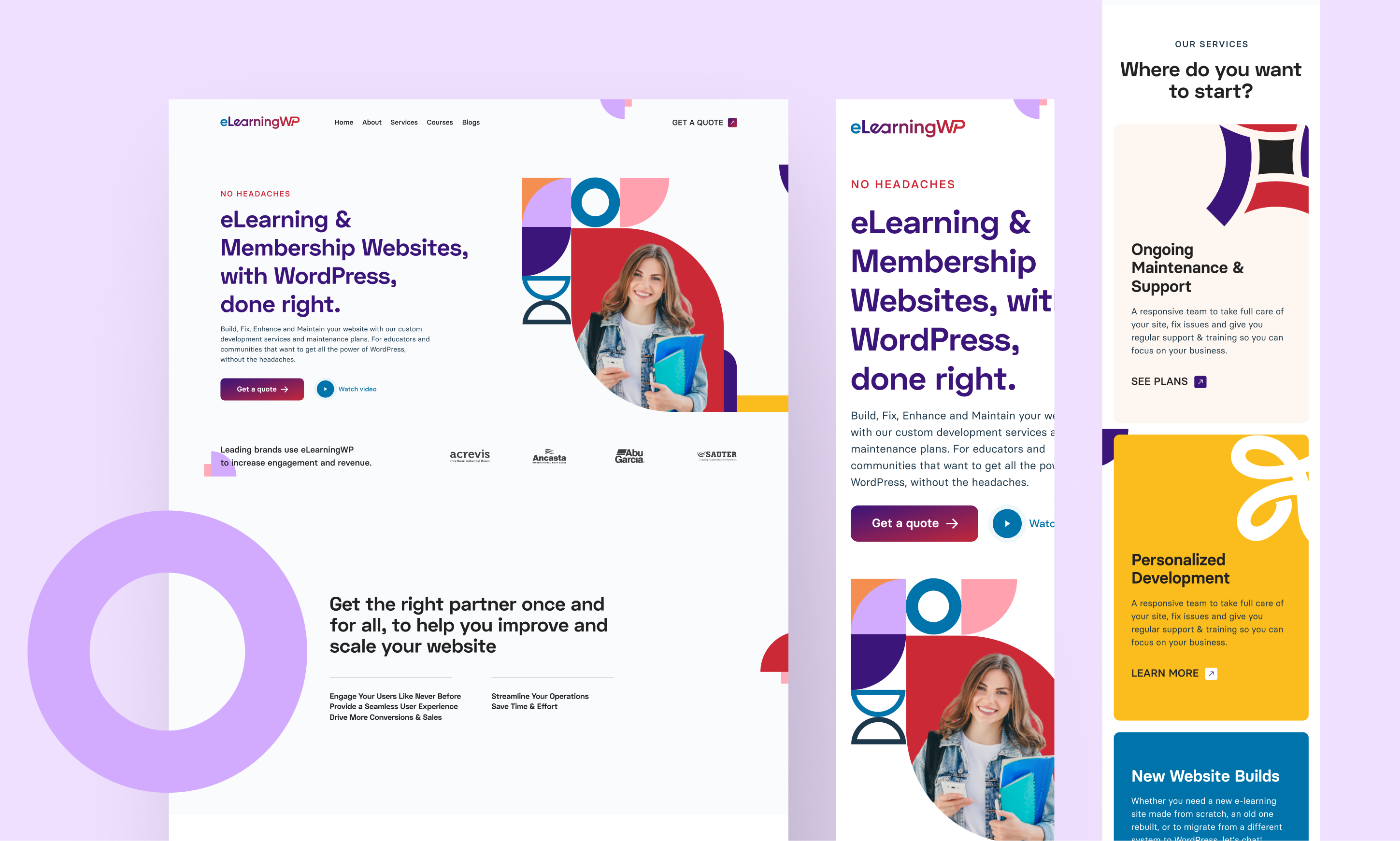 WordPress Membership Service | Homepage Design creative design education hero banner homepage membership plugin responsive shapes ui web deisgn website wordpress
