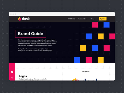 Dask Brand Guidelines agency brand brand book brandbook branding color colorful interactive logo logos primary startup startups typography