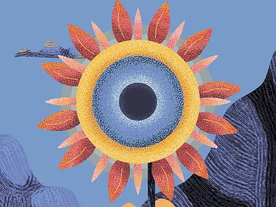 Random 4.0: Sunflower day art cloud grain illustration landscape leaf range stipple sunflower