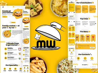 Book Chef @ Home | Responsive UI book chef clean concept design cooking design cute design design figma food freelance graphic design hire modern order food responsive design responsive ui snacks ui ui design website design yellow