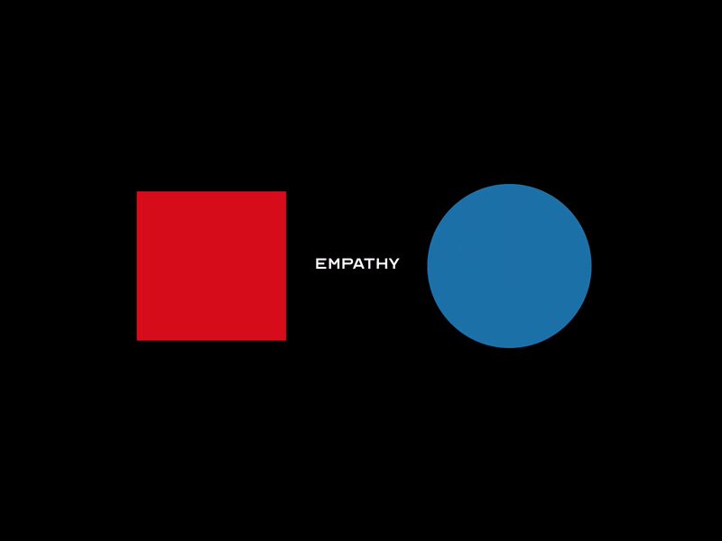 EMPATHY animation blue branding circle design motion design red square ui vector