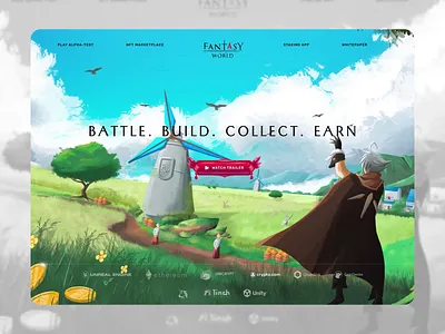 Fantasy World - Game Landing blockchain casino crypto crypto landing design fantasy fantasy design gambling game game interface game landing landing nft game p2e play to earn ui ux web 3 web design world