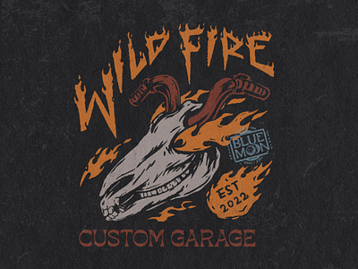 WILD FIRE CUSTOM GARAGE custom garage logo graphic design hand drawn illustration logo rustic logo vintage vintage design vintage illustration