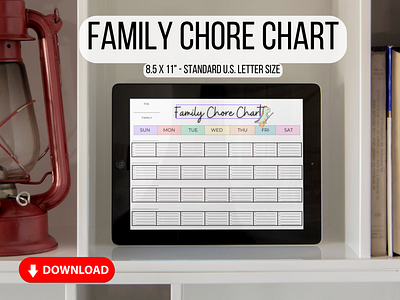 Family Chore Chart Digital Or Printable canva chart template checklist template chore assignments chore chart for kids chore chart ideas chore chart template chores digital printables digital templates family chore chart family command center graphic design schedule templates
