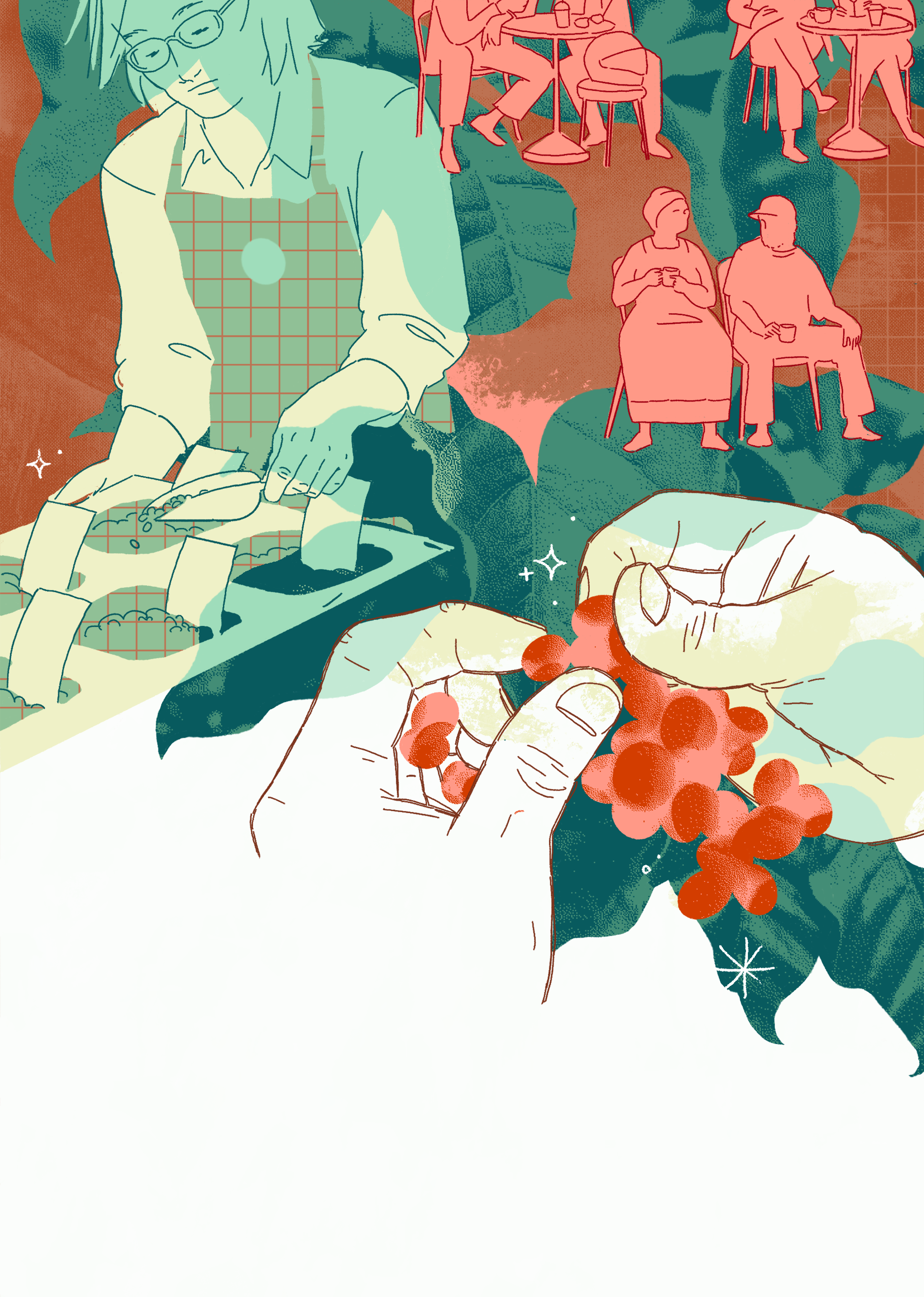 Starbucks One Cup At a Time: Sharing Coffee Stories artwork coffee collage commercial composition design graphic illustration procreate seattle starbucks