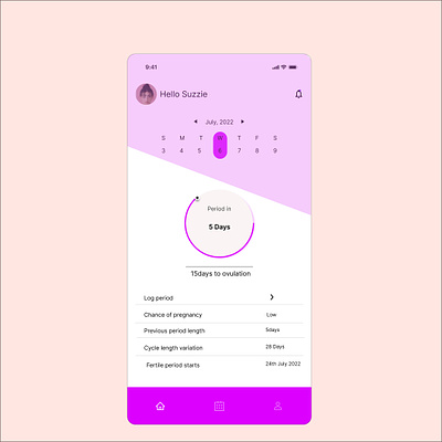 Day06 - Menstrual Flow Notification Screen / 30Days of UI Design dailyui design menstrual flow mobile app notification notification screen ui