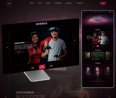 Gaming Website Concept. app branding controller events gaming gaming website graphic design logo mockup red ui website