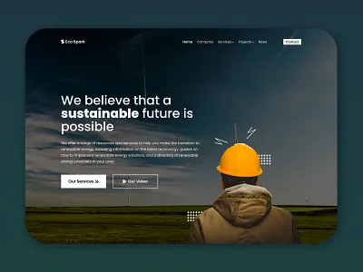 Landing Page Design : Sustainable Energy branding climate design electricity energy graphic design green energy herosection illustration landing page logo sustainable sustainableenergy typography ui ui design ux ux design vector web design