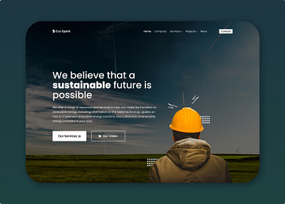 Landing Page Design : Sustainable Energy branding climate design electricity energy graphic design green energy herosection illustration landing page logo sustainable sustainableenergy typography ui ui design ux ux design vector web design