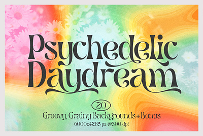 Psychedelic Daydream | 21 Groovy, Grainy Design Assets abstract background colorful background design dreamy background gradient background grainy background graphic design psychedelic retro background vintage background