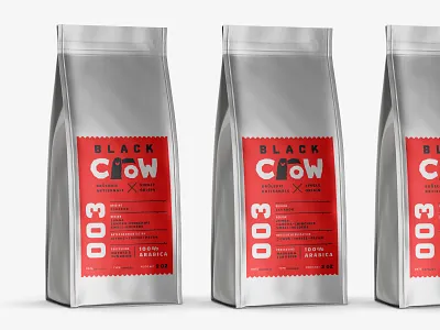 Black Crow animal bird black branch coffee drink label logo origin packaging pouch red roasters roasting