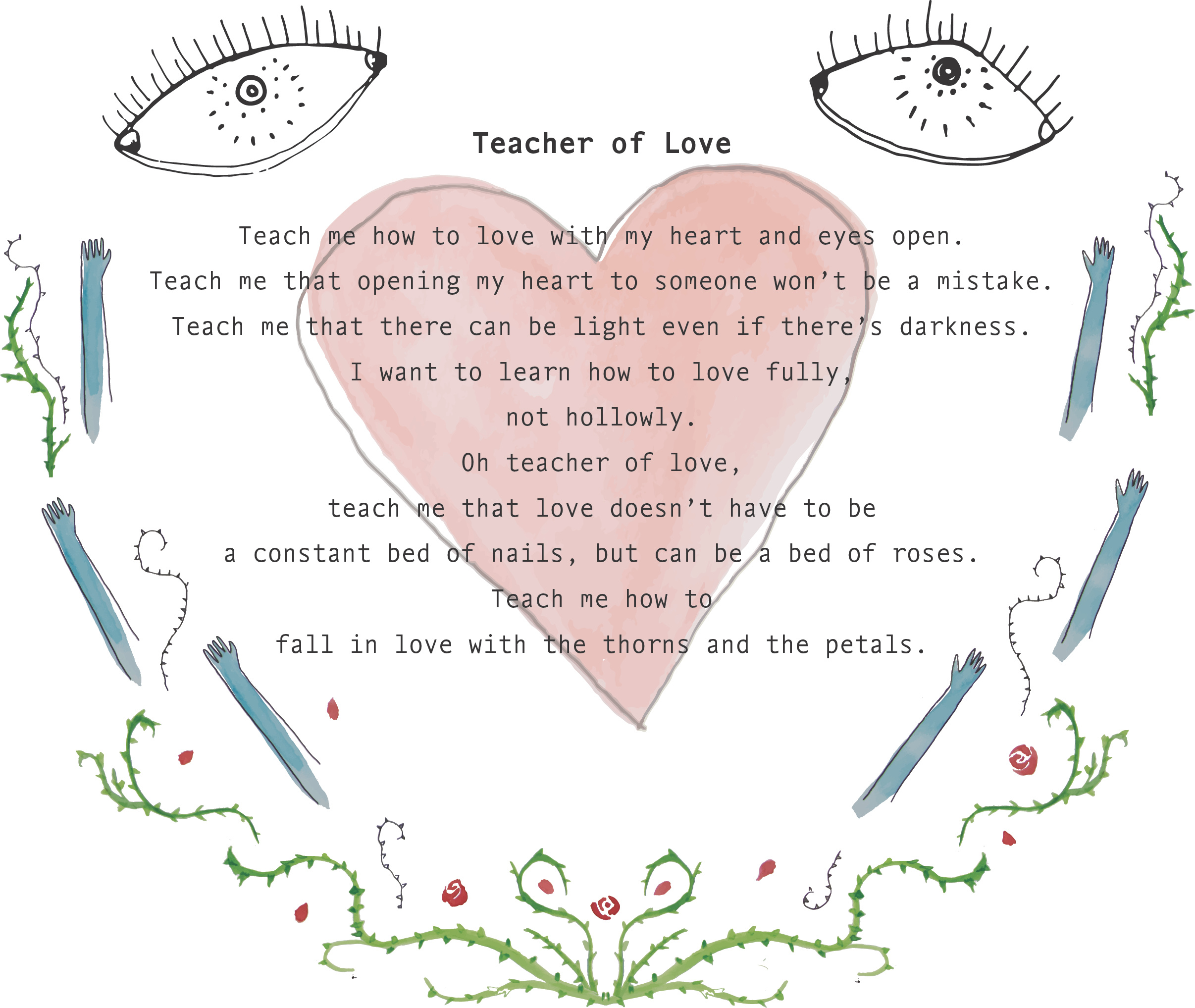 illustration of poem by Sophia D'allva graphic design illustration watercolor