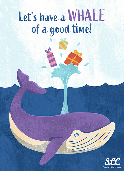 Let's have a whale of a good time! birthday card animals art licensing birthday illustration kidlitart licensing ocean whale