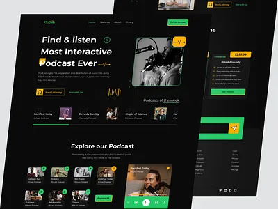 Podcast Landing page best podcasts design falconthought interview landing page podcast podcast website spotify streaming app streaming platform ui ux website