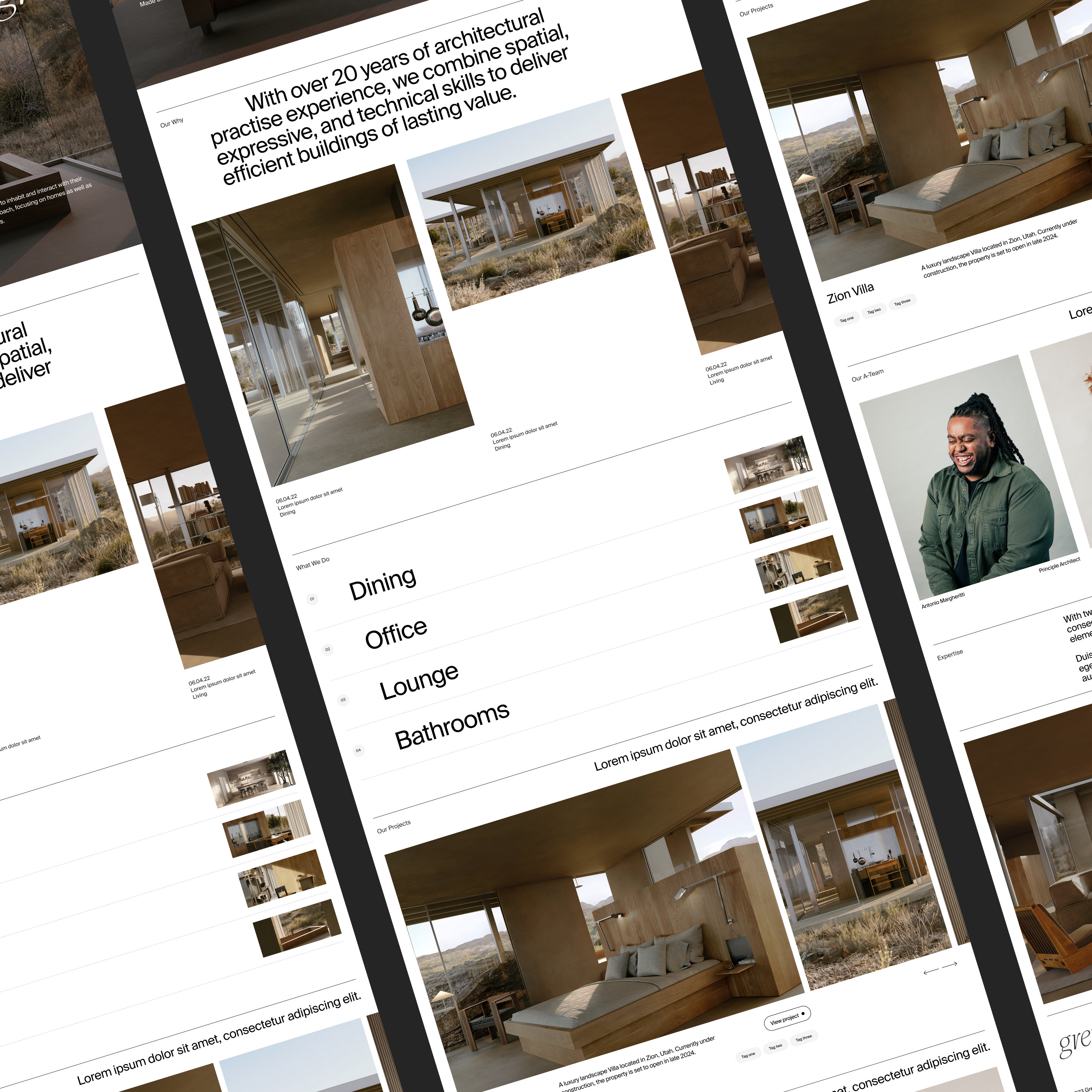 Architecture Firm Landing Page architecture branding design editorial hero home homepage minimal modern travel type typographic typography ui