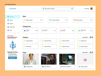 Drivex a file management and cloud storage service dashboard design drive desktop app interface design mobile app nav bar navigate navigation bar pro product design ui user experience user interface ux